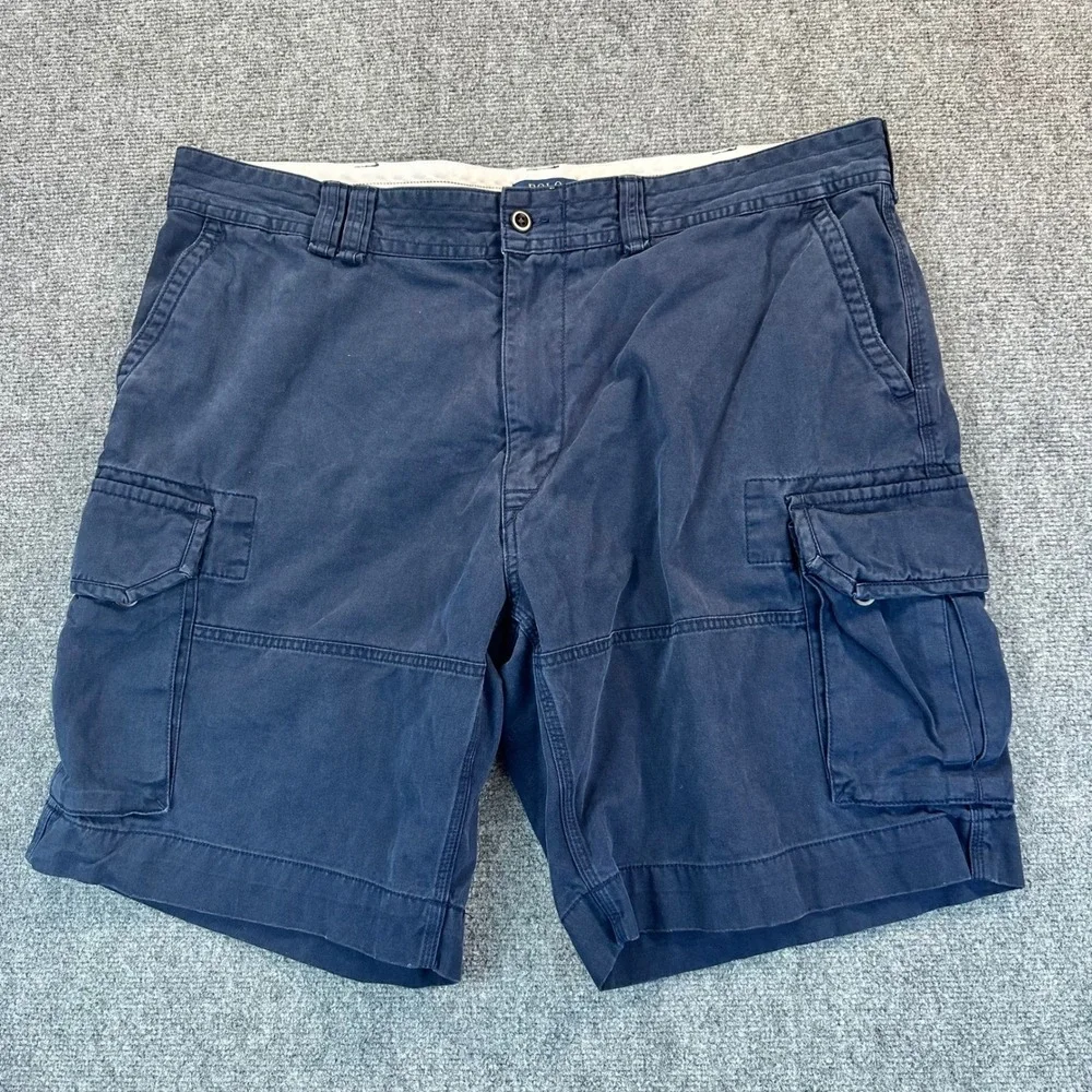 [Lot of 2] Polo Ralph Lauren Classic Chino Cargo Shorts Men's 42 Blue Tan Casual